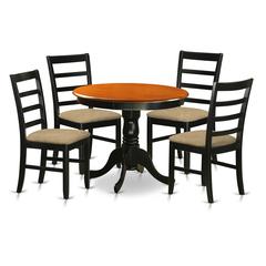 ANPF5-BLK-C Dining furniture set - 5 Pcs with 4 Linen Chairs in Black