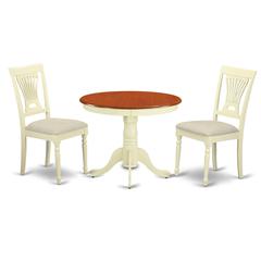 ANPL3-WHI-C 3 Pc Kitchen nook Dining set-round Table plus 2 Chairs for Dining room