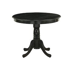 Round Dining Table, Pedestal Base, Cappuccino, Mid-Century, Solid Wood