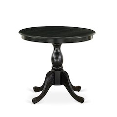East West Furniture Round Kitchen Table - Black Table Top and Black Pedestal Leg Finish