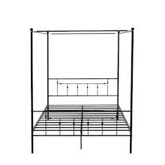 Solid Wood Canopy Bed with Metal Frame, Full Size Canopy Bed Frame