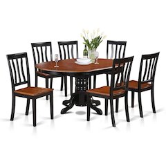 Elegant Oval Dining Table Set – 6 Chair Dining Table with Extendable Leaf
