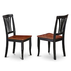 Solid Wood Traditional Dining Chair, Black & Cherry, Set of 2