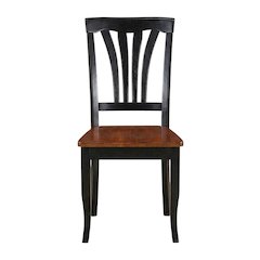 Solid Wood Traditional Dining Chair, Black & Cherry, Set of 2