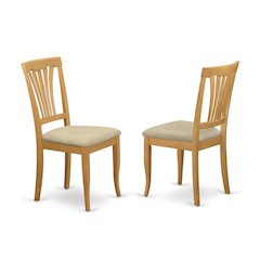 Elegant Wooden Dining Chairs with Cushioned Seat – Set of 2, Oak Finish
