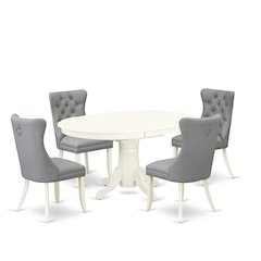 5 Piece Dining Set Contains an Oval Kitchen Table with Butterfly Leaf