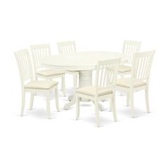 Dining Room Set Linen White, AVDA7-LWH-C