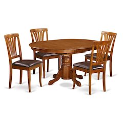 Elegant 5-Piece Kitchen Table Set with Leaf and 4 Chairs – Brown Finish