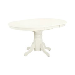 Oval Dining Table, Linen White, Butterfly Leaf, Solid Wood Pedestal