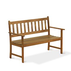 East West Furniture Belmont Bench without Cushion made of Acacia wood in Natural Oil finish