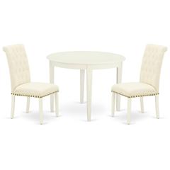 Dining Room Set Linen White, BOBR3-WHI-02