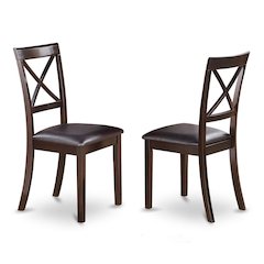 Solid Wood X-Back Dining Chair with Faux Leather Upholstered Seat, Set of 2