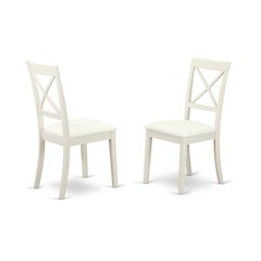 Linen-Upholstered Dining Chair with Solid Wood Legs for Dining Room, Linen White, Set of 2