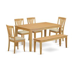 Classic 6-Piece Dining Table Set with Chairs and Bench for Family Meals