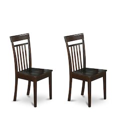 Solid Wood Slat-Back Dining Chairs with Wood Seat for Dining Room, Set of 2