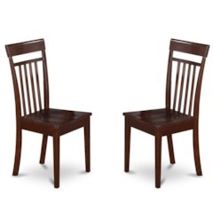 Elegant Wooden Dining Chairs – Slatted Back, Set of 2, Brown Finish