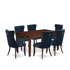 7 Piece Dining Room Furniture Set Consists of a Rectangle Solid Wood Table