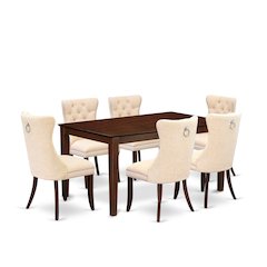 7 Piece Dining Room Furniture Set Consists of a Rectangle Solid Wood Table