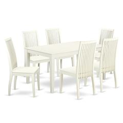 Dining Room Set Linen White, CAIP7-LWH-W