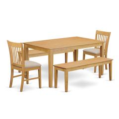 CANO5C-OAK-C 5 Pc Dining room set - Small Kitchen Table and 2 Dining Chairs with 2 benches