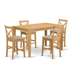 CAPB5H-OAK-C 5 Pc counter height Dining room set-pub Table and 4 bar stools with backs