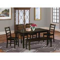 6  Pc  Dining  set  with  bench  set-Dining  Table  and  4  Dining  Chairs  and  Bench