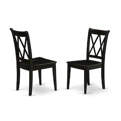 Solid Wood Dining Chairs with Double Cross Back, Black, Set of 2