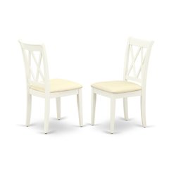 Upholstered Dining Chair with Solid Wood Legs for Dining Room, Linen White, Set of 2