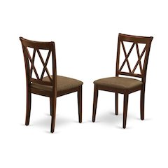 Rubberwood Dining Chair with Solid Wood Frame for Dining Room, Mahogany, Set of 2