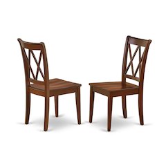 Solid Wood Dining Chairs with Double Cross Back, Mahogany, Set of 2