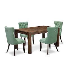 5 Piece Kitchen Set Consists of a Rectangle Rustic Wood Dining Table