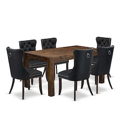 7 Piece Dining Table Set Contains a Rectangle Rustic Wood Kitchen Table