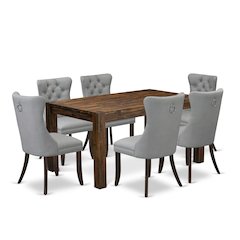 7 Piece Modern Dining Set Contains a Rectangle Rustic Wood Kitchen Table