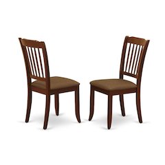 Wood Dining Chair with Solid Frame for Kitchen and Dining Room, Mahogany, Set of 2