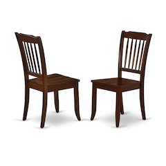 Mahogany Wood Dining Chair with Slat Back for Kitchen or Dining Room, Set of 2