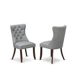 Wood Parsons Dining Chair, Kitchen and Dining Room Chairs, Light Gray, Set of 2