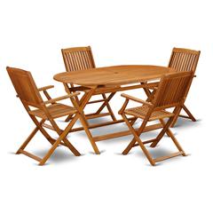 Wooden Patio Set Natural Oil, DICM5CANA