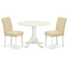 Dining Room Set Linen White, DLAB3-LWH-02