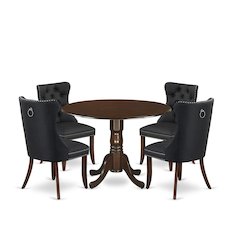5 Piece Dining Room Set Consists of a Round Kitchen Table with Dropleaf