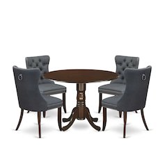 5 Piece Dining Set Consists of a Round Kitchen Table with Dropleaf