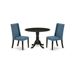 Dining Room Set Wirebrushed Black, DLFL3-ABK-21