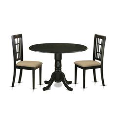 DLNI3-BLK-C 3 PcTable set for 2-Dinette Table and 2 dinette Chairs