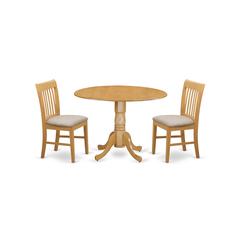 DLNO3-OAK-C 3 Pc Kitchen nook Dining set-small Table and 2 dinette Chairs