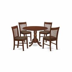 DLNO5-MAH-C 5 Pc small Kitchen Table set-round Table and dinette Chairs