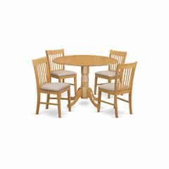 DLNO5-OAK-C 5 Pc small Kitchen Table set-round Kitchen Table and 4 Dining Chairs.