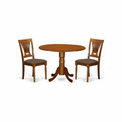 DLPL3-SBR-C 3 Pc Kitchen nook Dining set-small Kitchen Table and 2 Dining Chairs