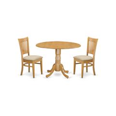 DLVA3-OAK-C 3 Pc Kitchen nook Dining set-Kitchen Table and 2 slat back Chairs