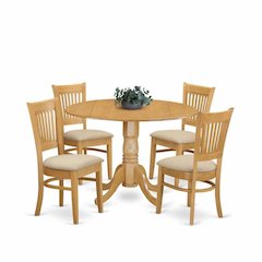 DLVA5-OAK-C 5 Pc small Kitchen Table set-drop leaf Table and 4 dinette Chairs