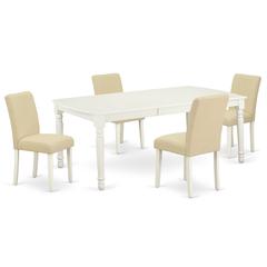 Dining Room Set Linen White, DOAB5-LWH-02