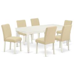 Dining Room Set Linen White, DOAB7-LWH-02